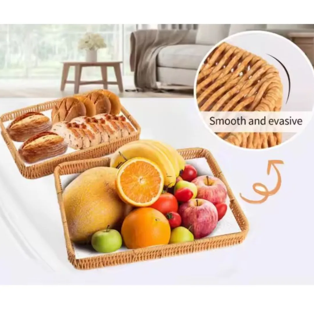 Ensemble de 3 paniers en rotin tissé à la main, parfaits pour la cuisine, le salon et la salle de bain.
