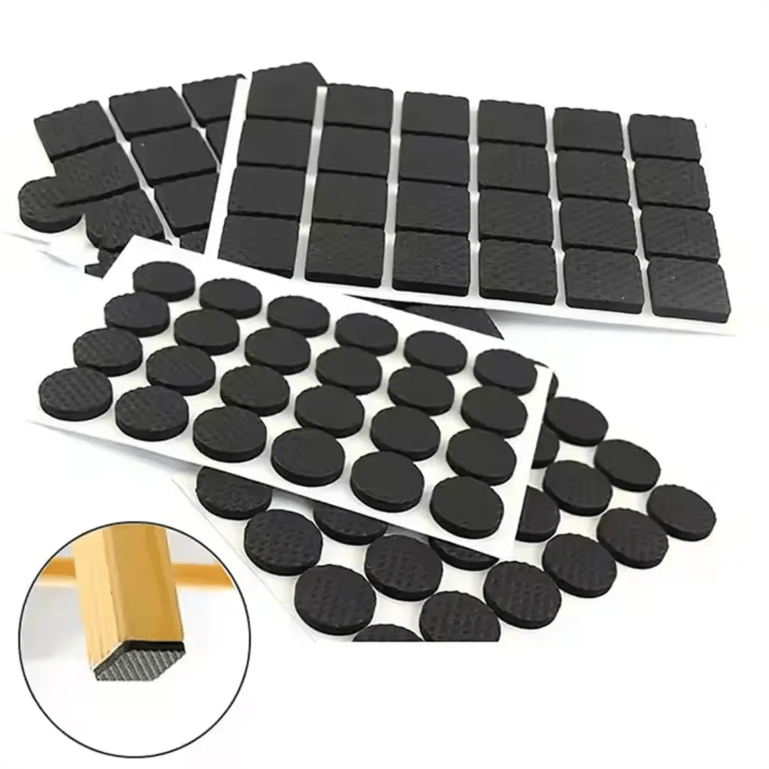 Patins antidérapants auto-adhésifs noirs pour meubles, chaises et tables, lot de 72 pièces.