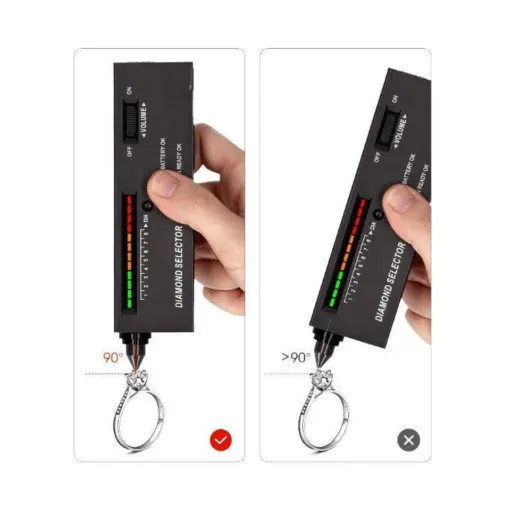 Testeur de diamants précis, sélecteur portable pour jade, avec sac en cuir et batterie.