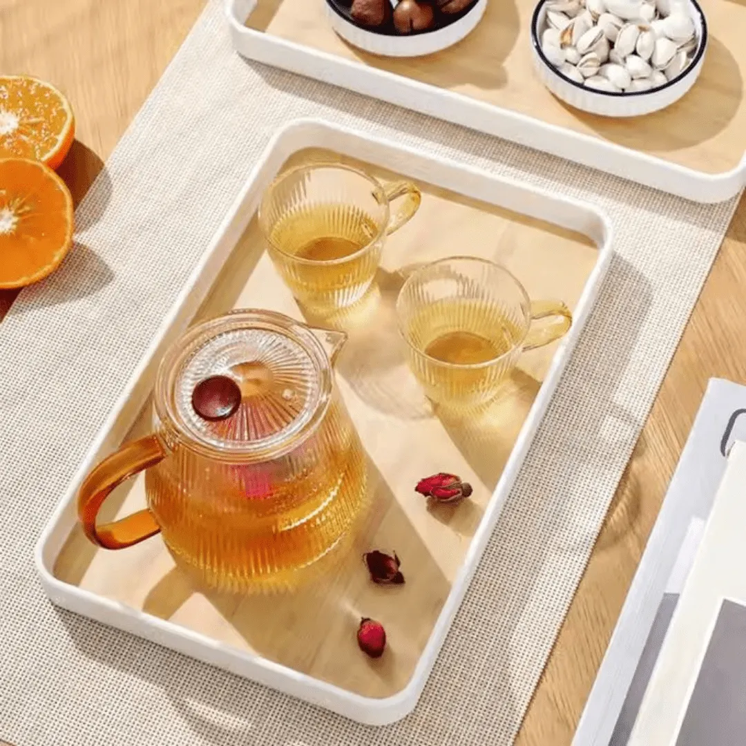 Set de 3 plateaux de service au design élégant – Style bois rustique, idéal pour le camping et la maison.