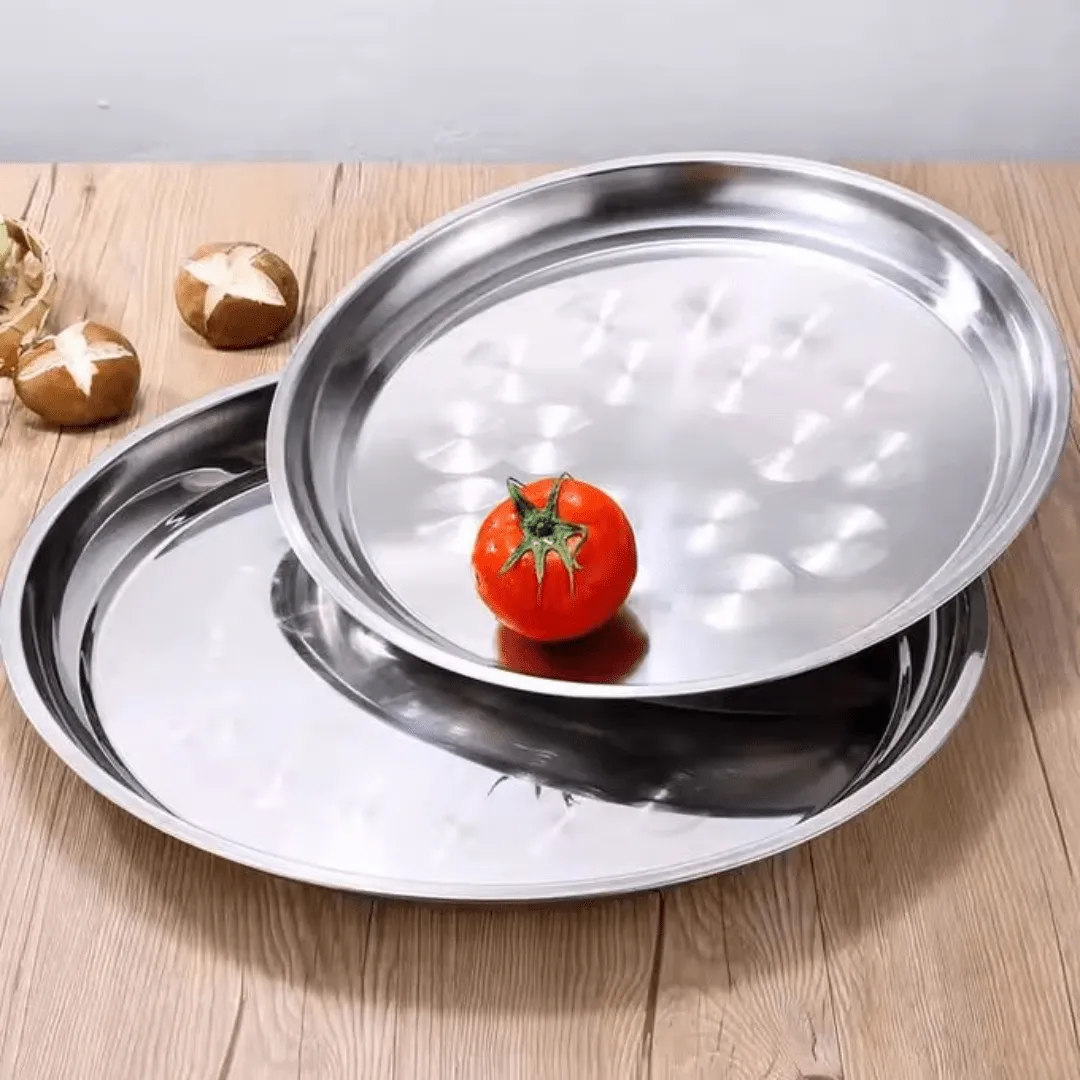 Plat de service en acier inoxydable polyvalent pour fruits, salades et repas variés