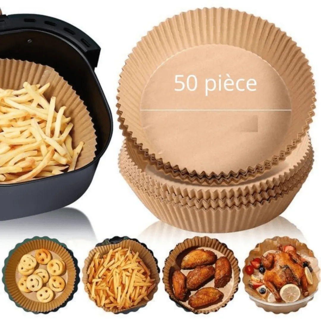 Pack de 50 feuilles de papier parchemin rond jetable pour friteuse à air fryeret cuisson, dimensions