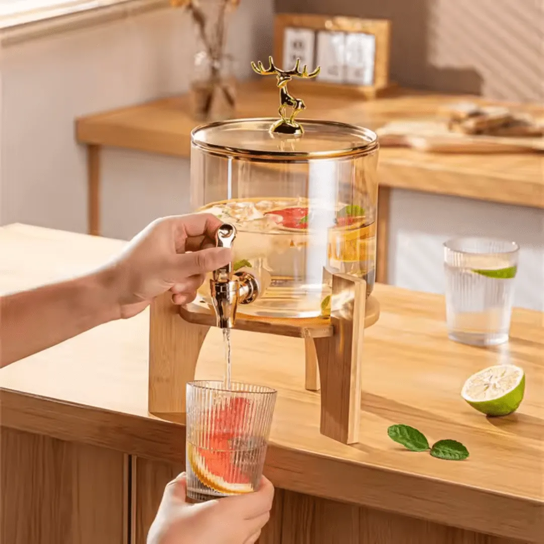 Pot à boisson en verre écologique, idéal pour les jus et boissons fraîches, capacité de 2,6L.