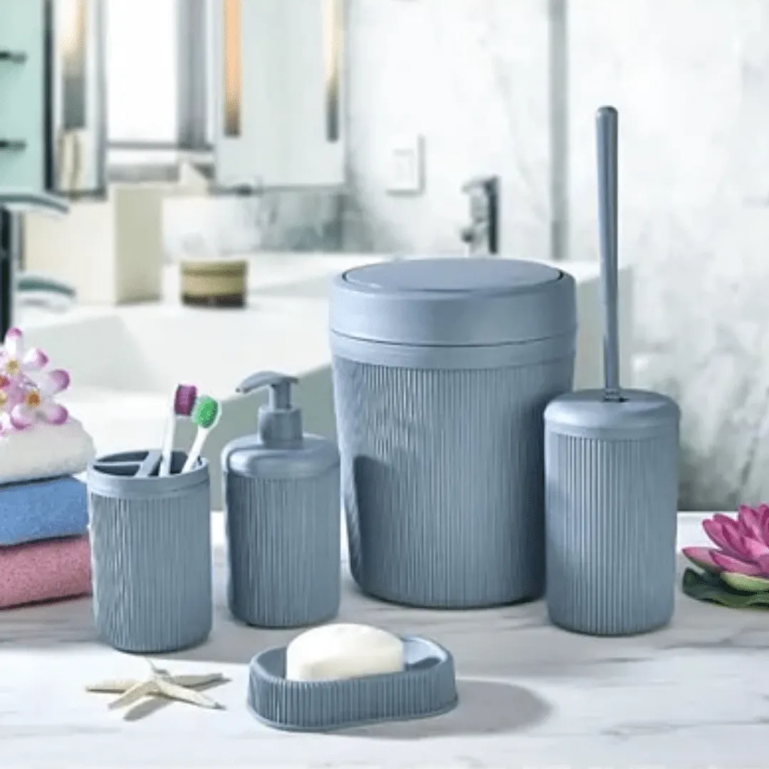 Ensemble de salle de bain 5 pièces en plastique - Pratique et stylé
