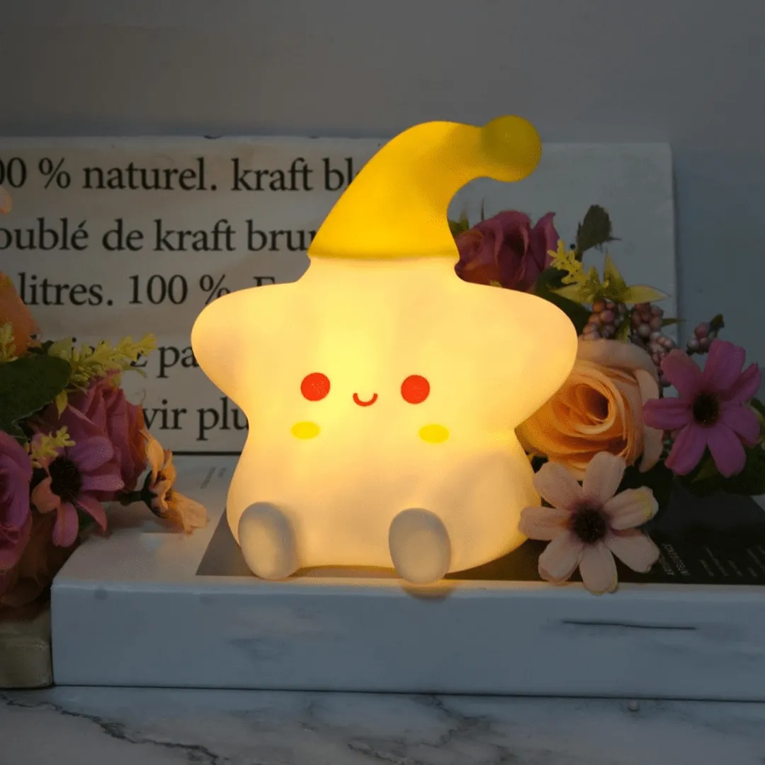 Veilleuse étoile en silicone douce pour chambre d’enfant.
