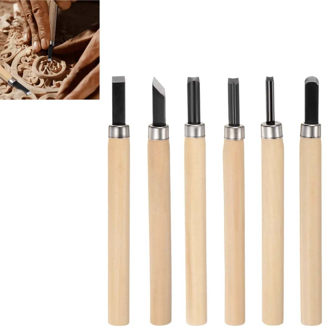 Outils à main pour sculpture et gravure sur bois, 6 pièces