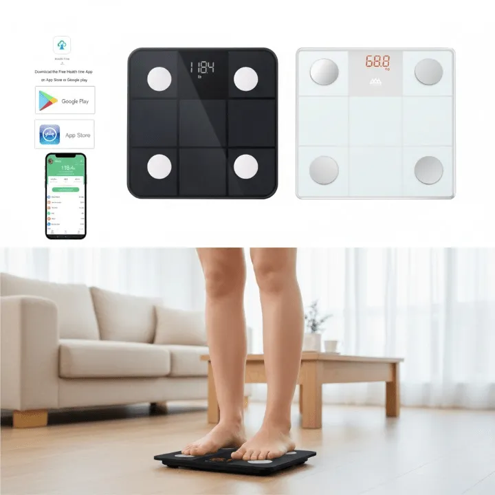 Pèse-personne impédancemétrie connecté Bluetooth et Wi-Fi pour analyse corporelle (colleur aléatoire)