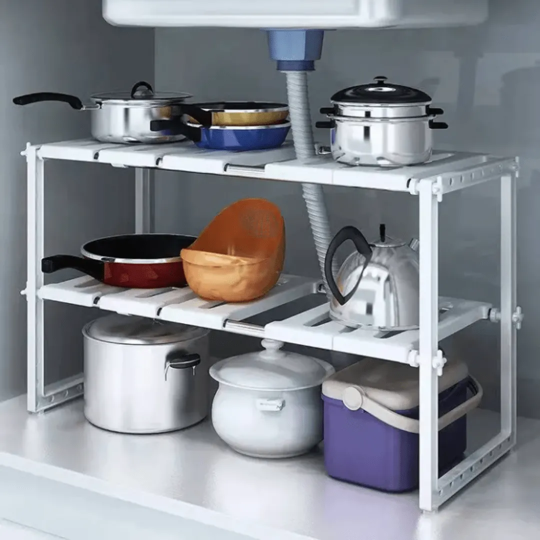 Étagère de cuisine multifonction pour ranger et organiser l'espace sous l'évier