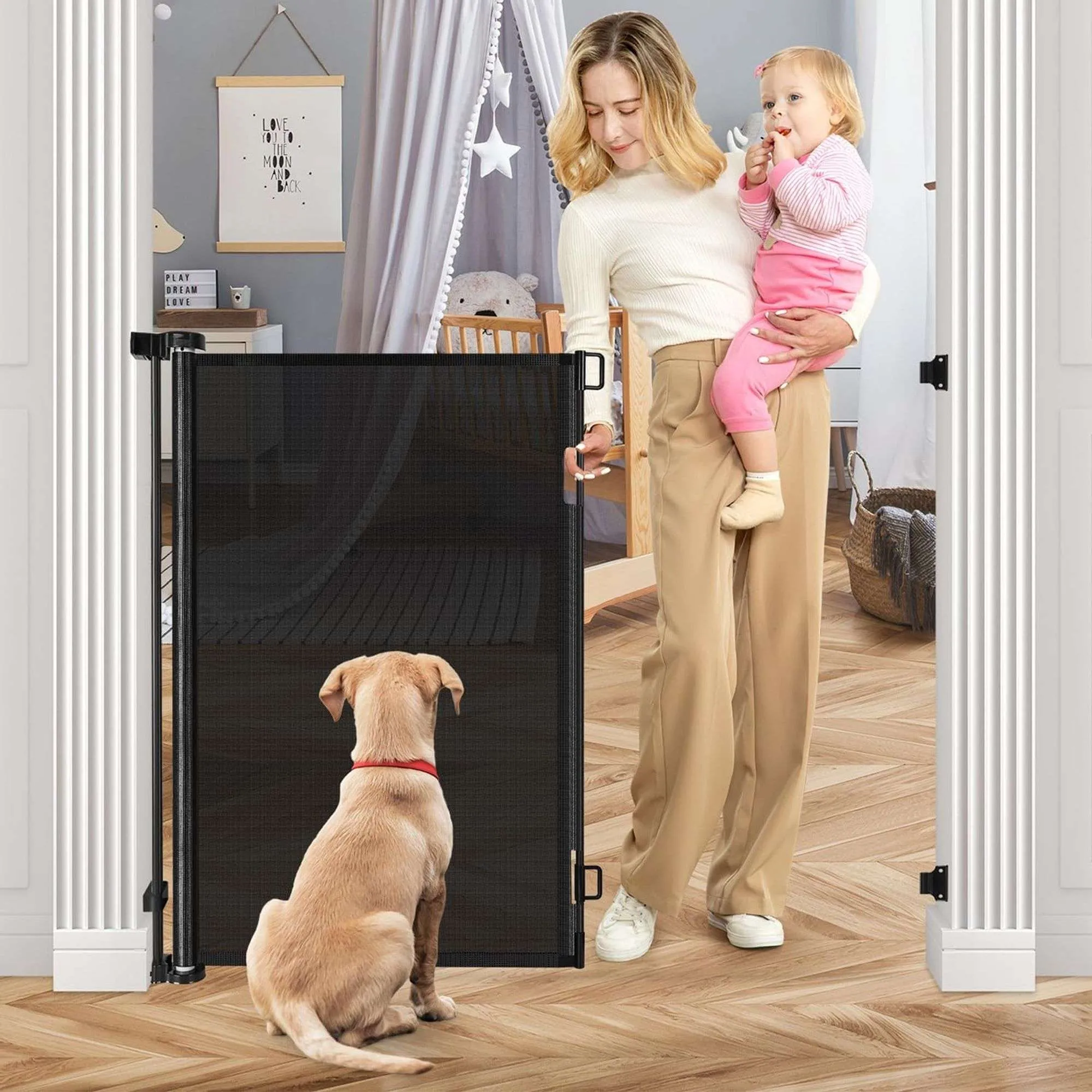 Clôture de sécurité Barrière De Sécurité Enfant Rétractable, Extensible (0-150cm), Barrière De Sécurité Bébé, Chien, Chat For Escaliers