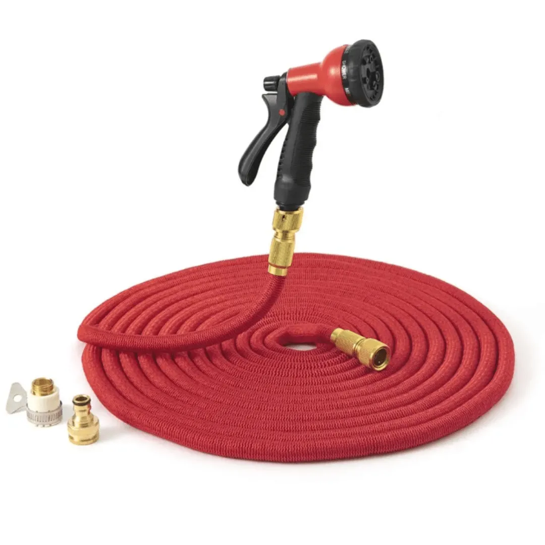 Tuyau d'eau extensible avec buse et tête de raccordement en aluminium