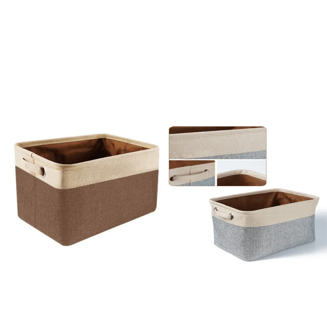 Grand panier de rangement en tissu pliable rectangulaire (colleur aléatoire)