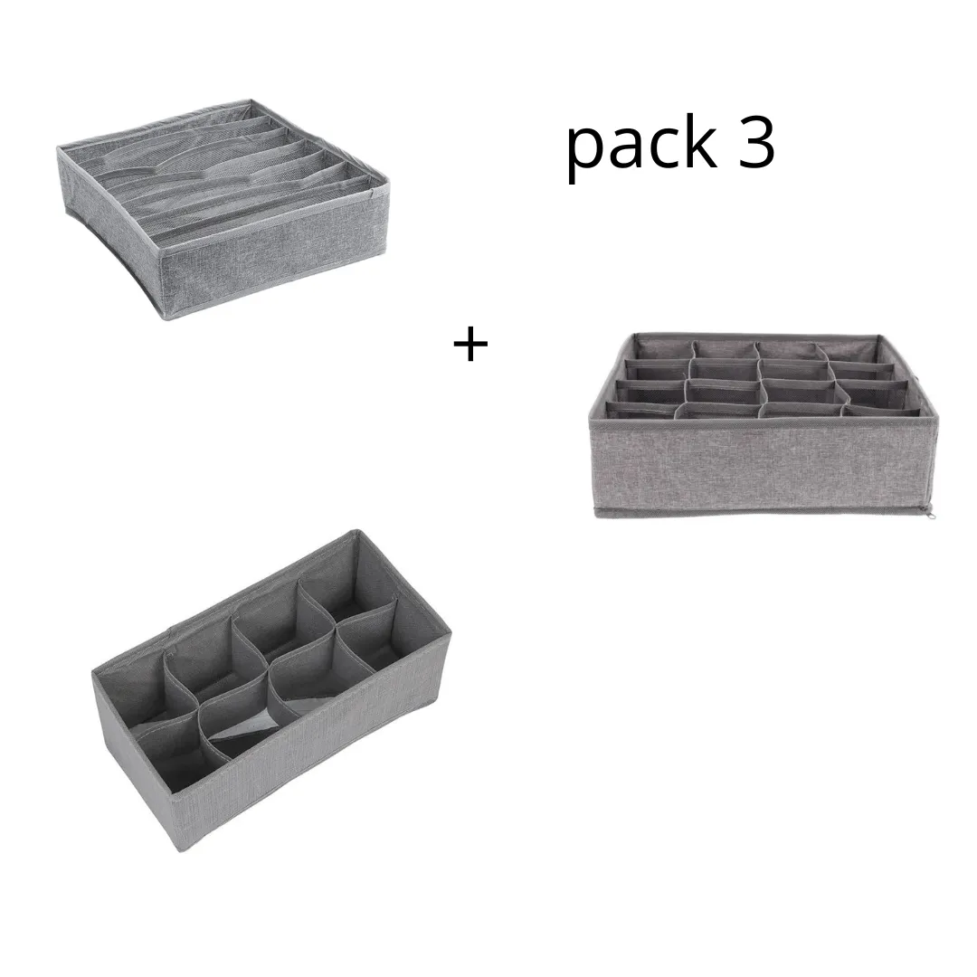 Ensemble de 3 organisateurs pratiques pour chaussettes, sous-vêtements et accessoires