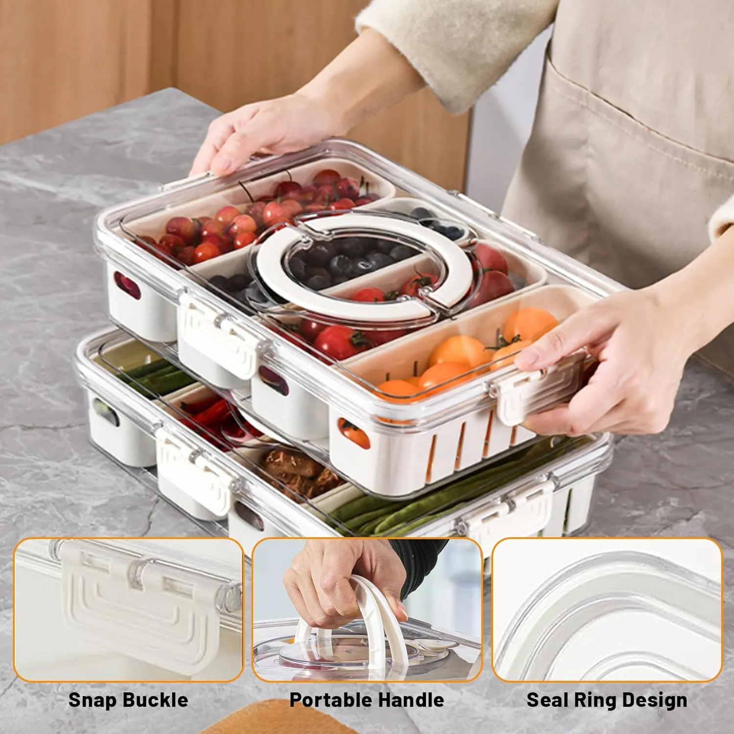 Plateau de service divisé – Organisateur parfait pour bonbons, fruits et noix