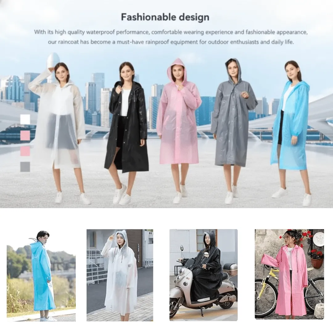 Imperméable avec capuche et manches, réutilisable et résistant à l'eau (colleur aléatoire)