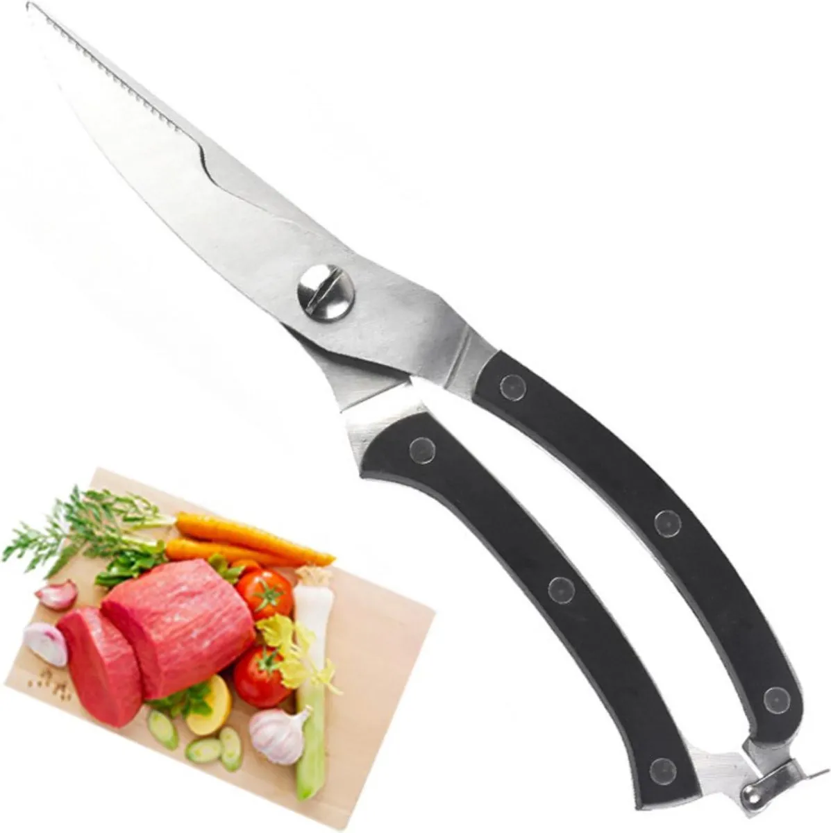 Ciseaux de Cuisine Professionnels en Acier Inoxydable – Lame Tranchante et Durable