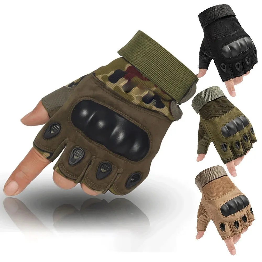 Gants de Moto Demi-Doigt Respirants pour Entraînement Militaire et Sports et escalade et chasse (colleur aléatoire)