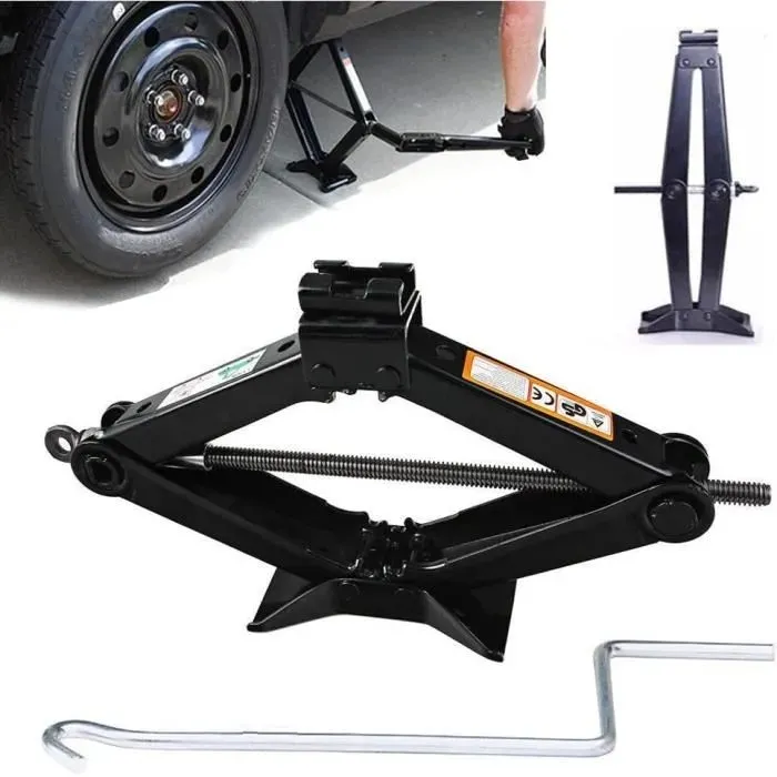 Cric à Main Pliable pour Voiture avec changement horizontal de pneu a 1 tonne