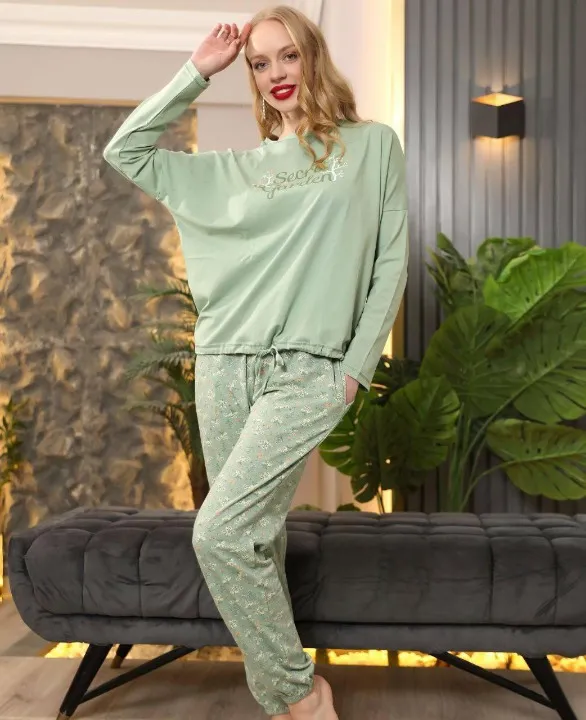 Ensemble de Pyjama Doux Printemps-automne pour Dames pour femme