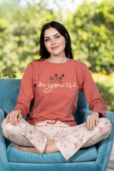Ensemble de Pyjama Rayé à Manches Longues pour Femmes