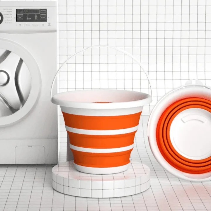 Seau d'eau pliable portable en silicone pour le lavage de voiture, les voyages,la maison et la salle de bain