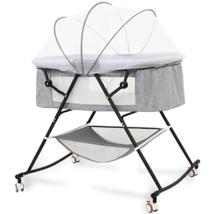 Lit Bébé Portable Pliable de Voyage avec Moustiquaire et Panier de Rangement