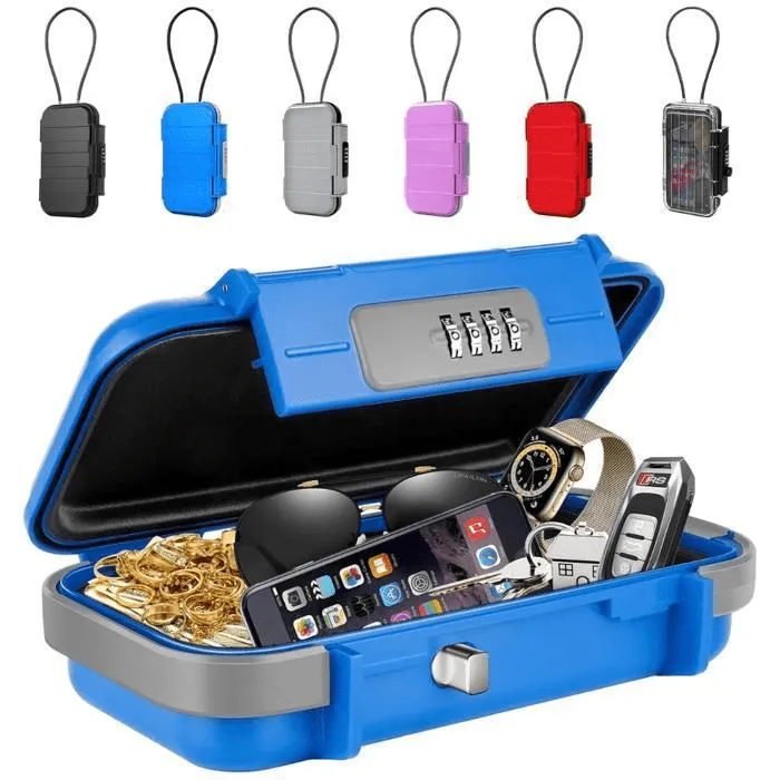 Coffre-fort portable à code 4 chiffres avec câble pour objets de valeur (colleur aléatoire).