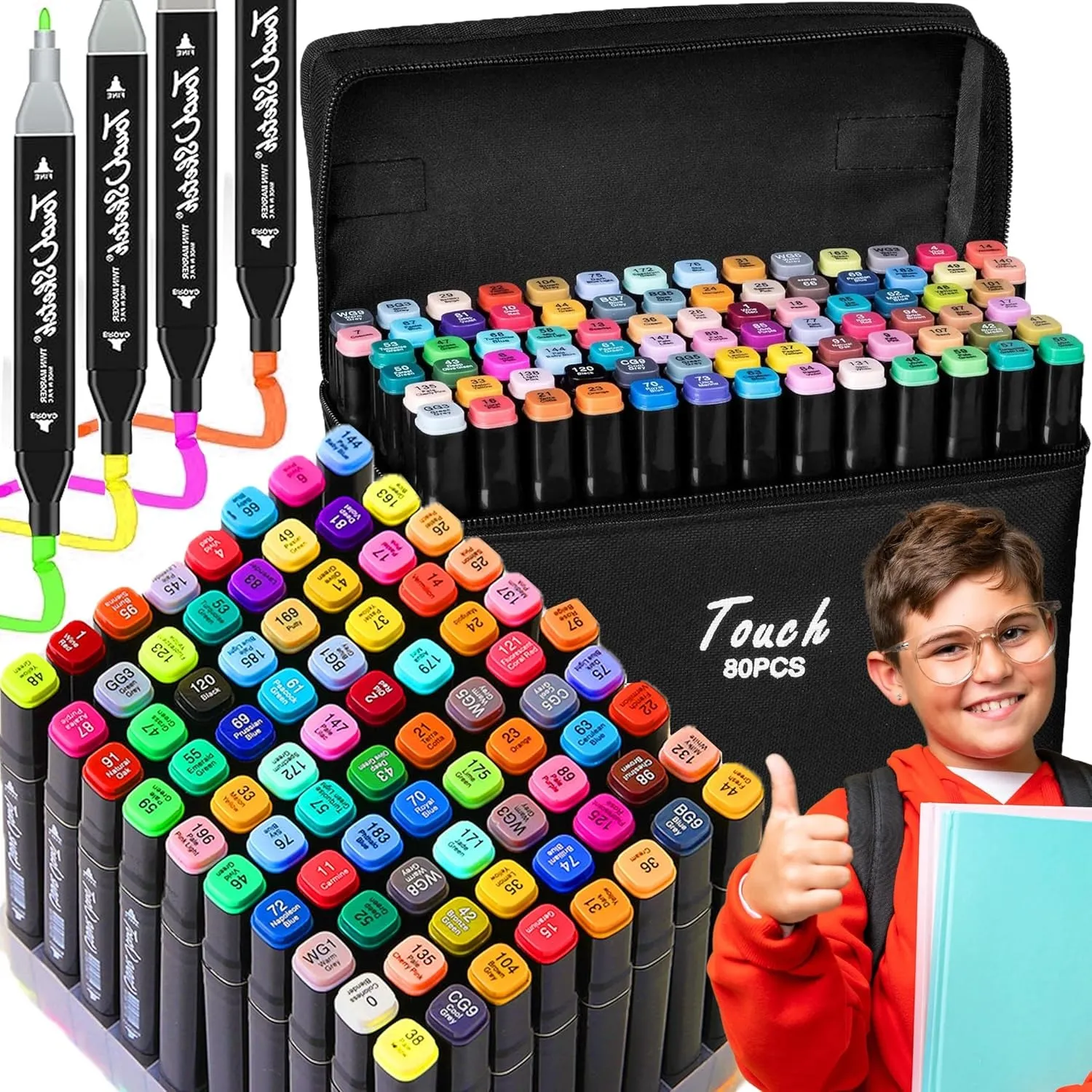 Ensemble de 80 Couleurs de Marqueurs à Feutre Alcool pour Dessin et Peinture