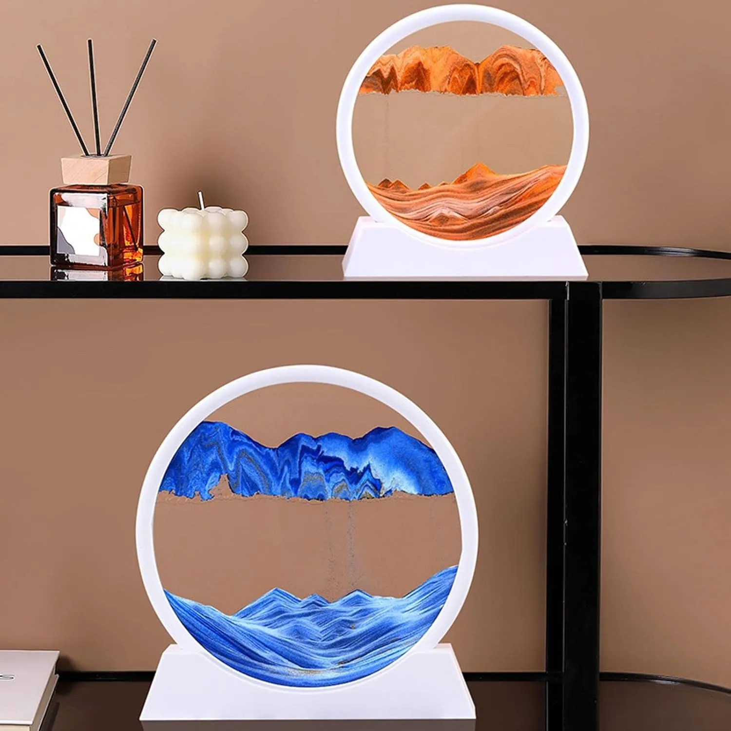 Lampe de table d'art de sable mobile à LED 3D pour chambre à coucher et bureau