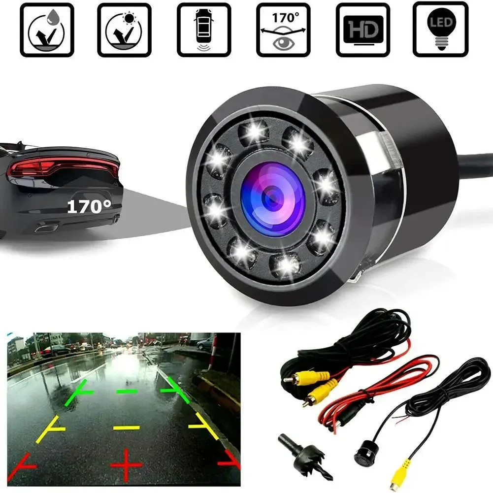 Caméra de Recul Universelle pour Voiture avec 8 LED Nuit Visible Imperméable
