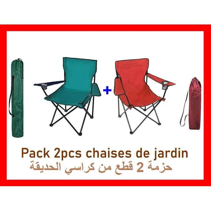 Ensemble de 2 chaises rouges et verte avec porte-gobelet