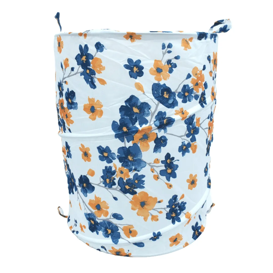 Panier à linge rond pliable multifonctionnel avec poignées renforcées 42x42x55cm