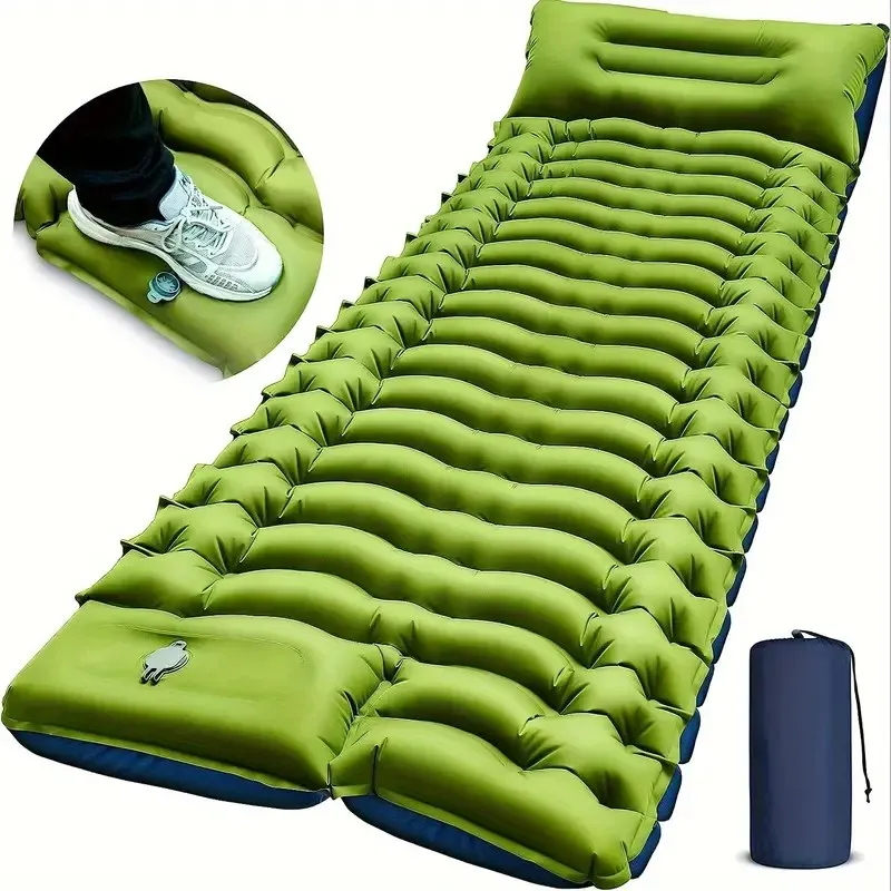 Matelas de Camping Portable avec Oreiller Intégré pour Randonnée, Voyage, Tente