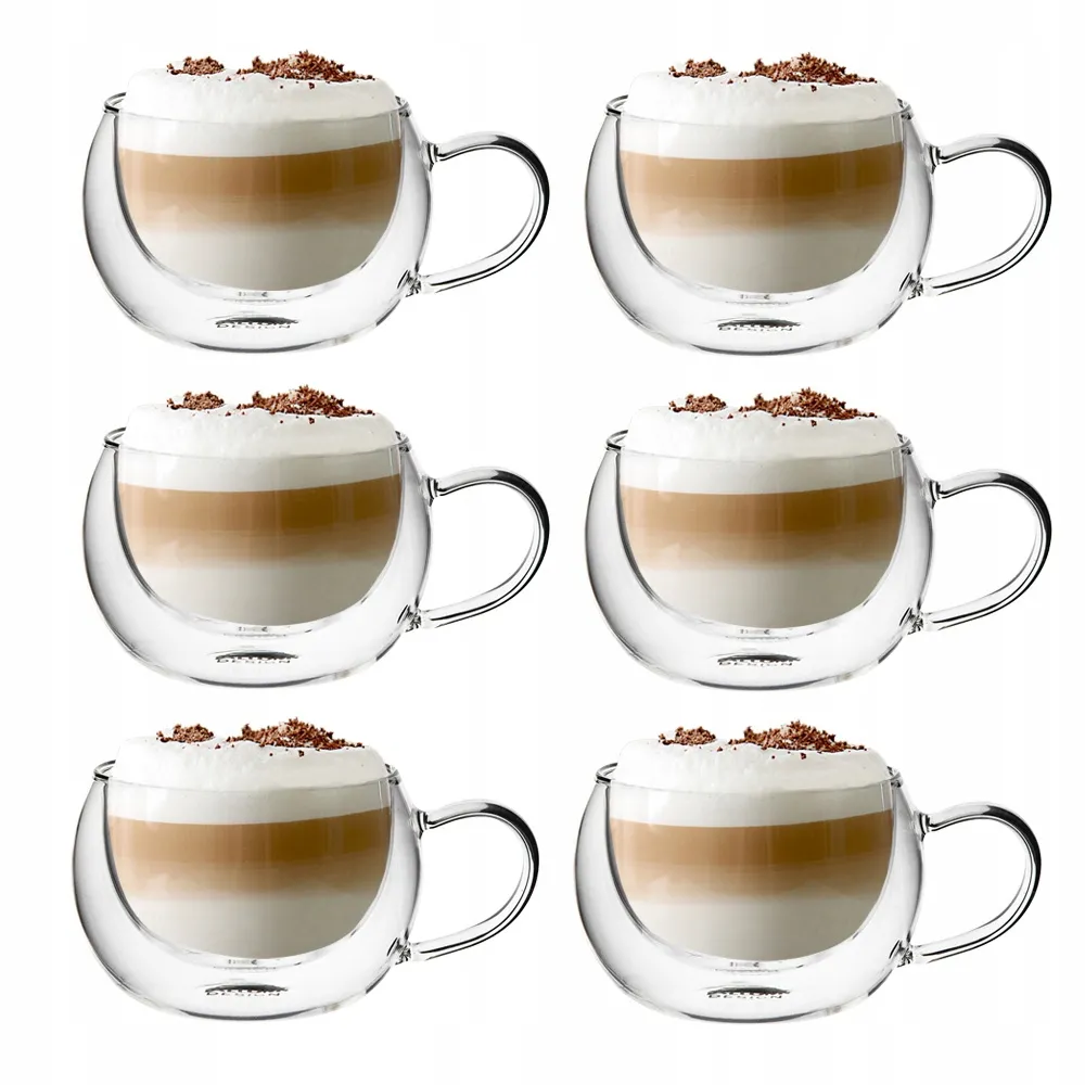 Ensemble de 6 tasses en verre transparent pour café, thé et lait