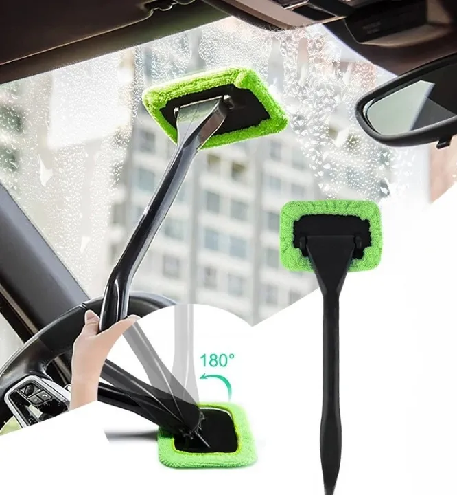 Brosse de nettoyage de vitres de voiture avec poignée longue