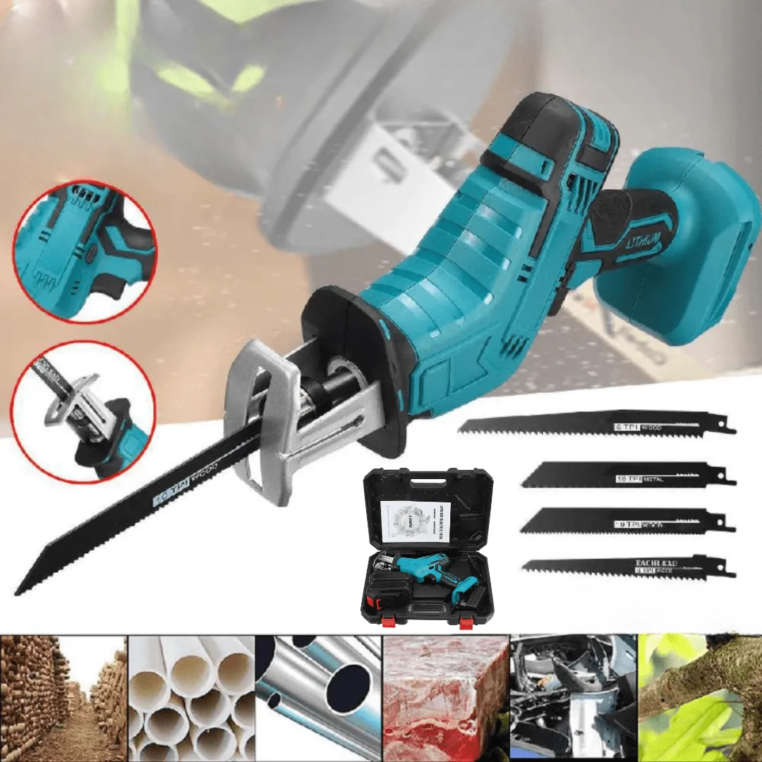 Scie alternative électrique sans fil avec deux batteries 21V et Lames De Scie, pour le travail du bois  et du métal