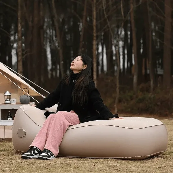 Lit de Camping Gonflable avec Pompe à Air ,adapté aux voyages et marche en plein air