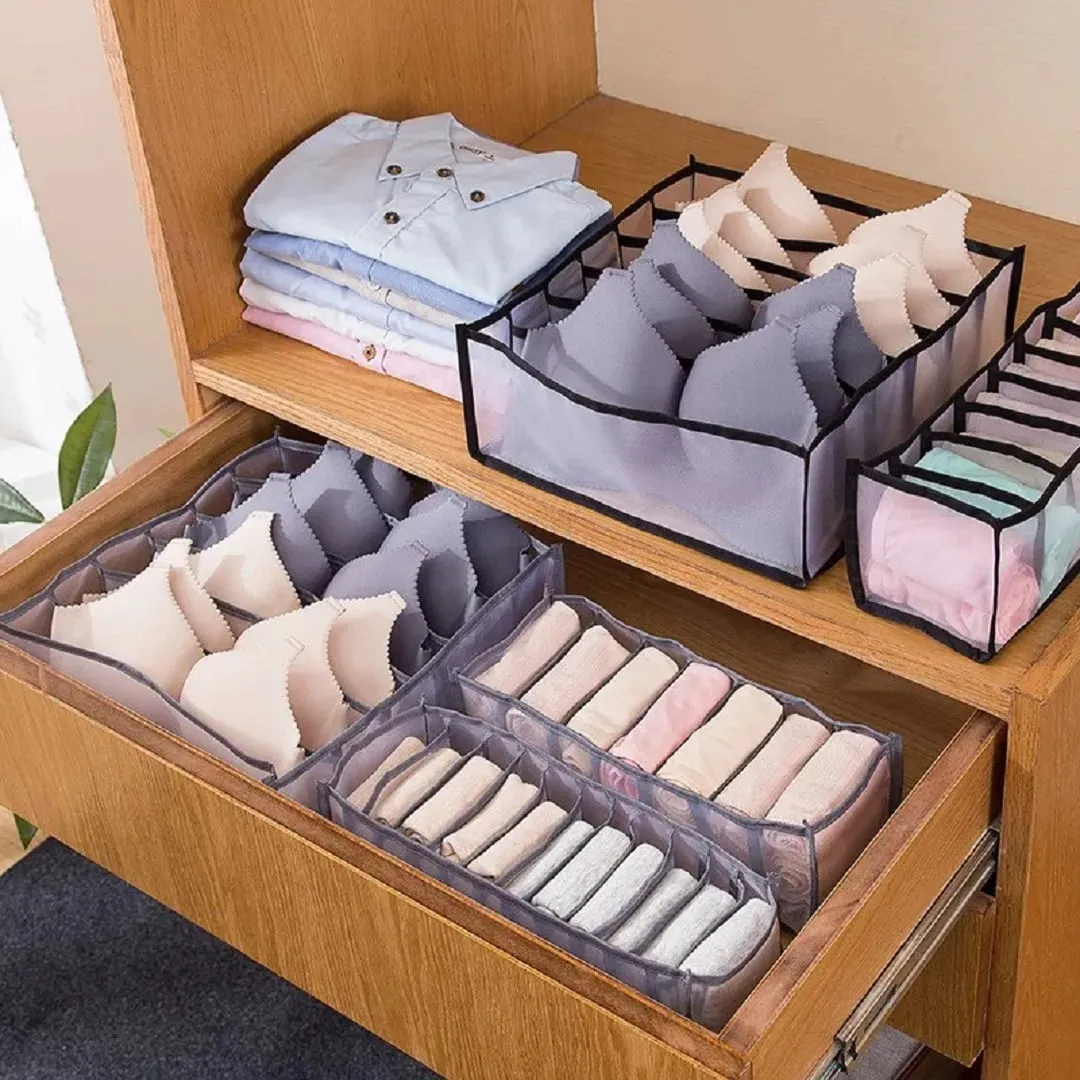 Ensemble d'organisateurs de sous-vêtements pliables multi-grilles
