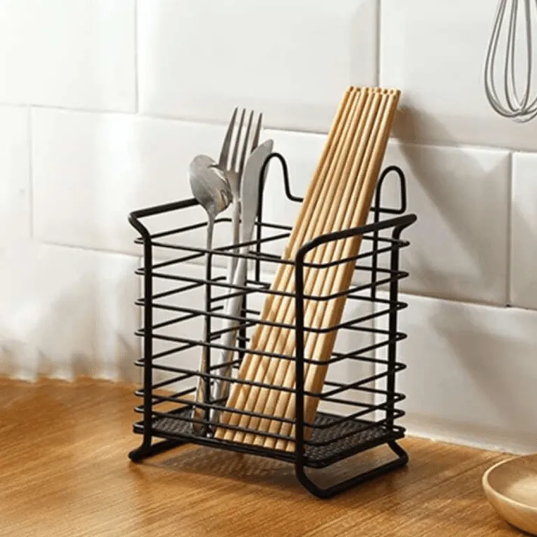 Porte-Baguettes en Fer Forgé avec Rangement Intégré pour Cuillères de Cuisine