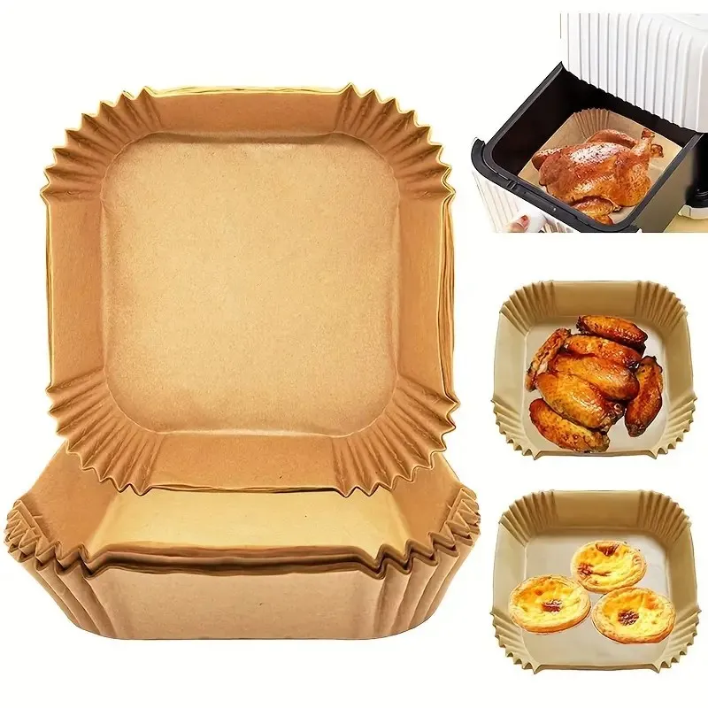 50 Pièces de Papier friteuse à air carré, Résistant À L'Huile, Fournitures De Cuisine,160X45mm
