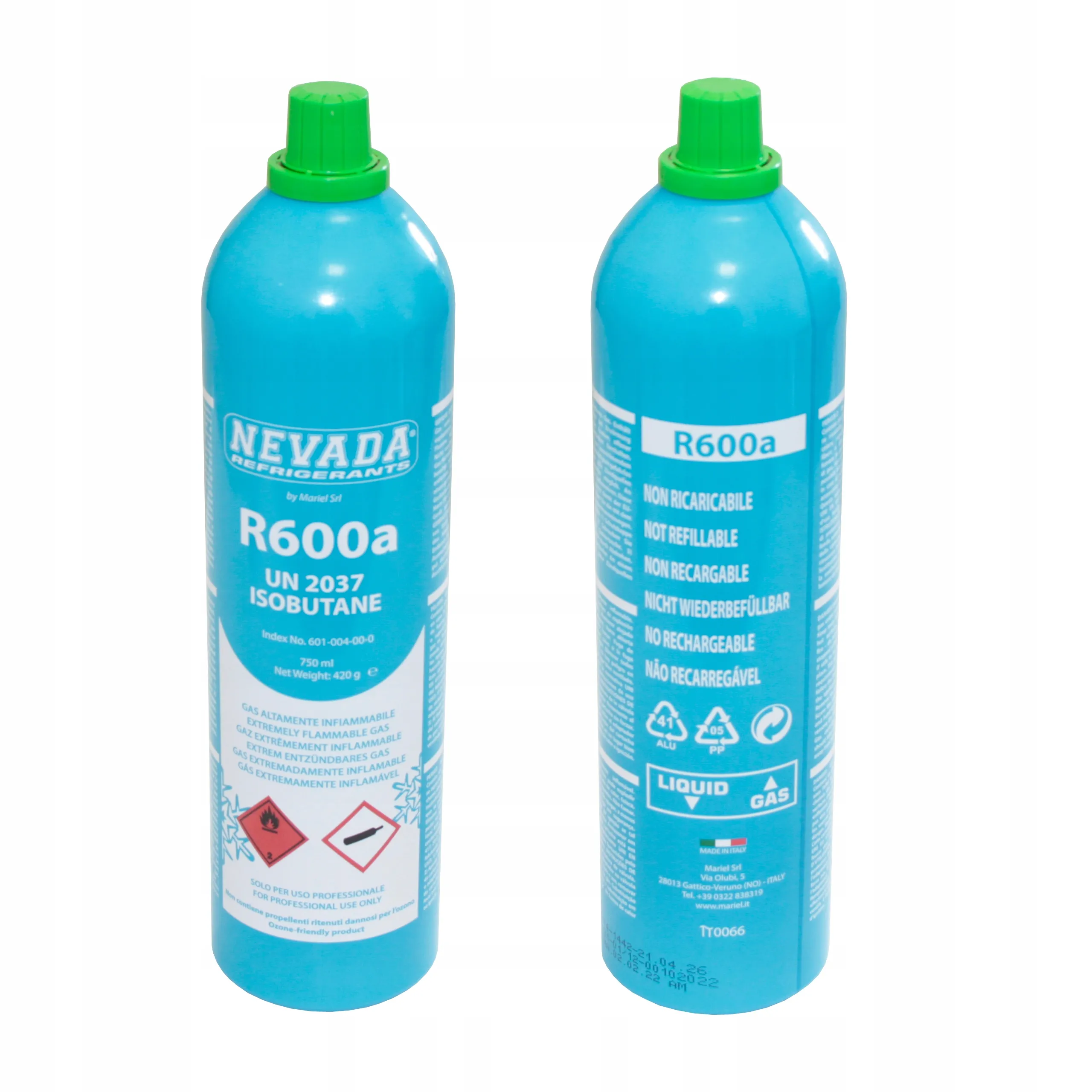Bouteille de Recharge de Gaz Isobutane R600 420g pour Réfrigérateurs et Appareils Frigorifiques