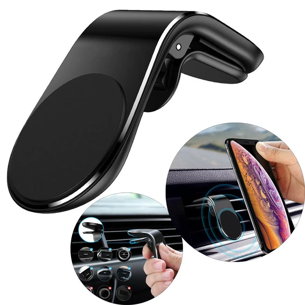 Support de téléphone portable magnétique en métal pour voiture avec grille d’aération