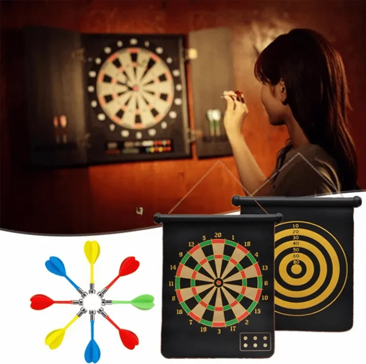 Jeu de fléchettes enroulable avec 2 fléchettes magnétiques pour enfants et adultes