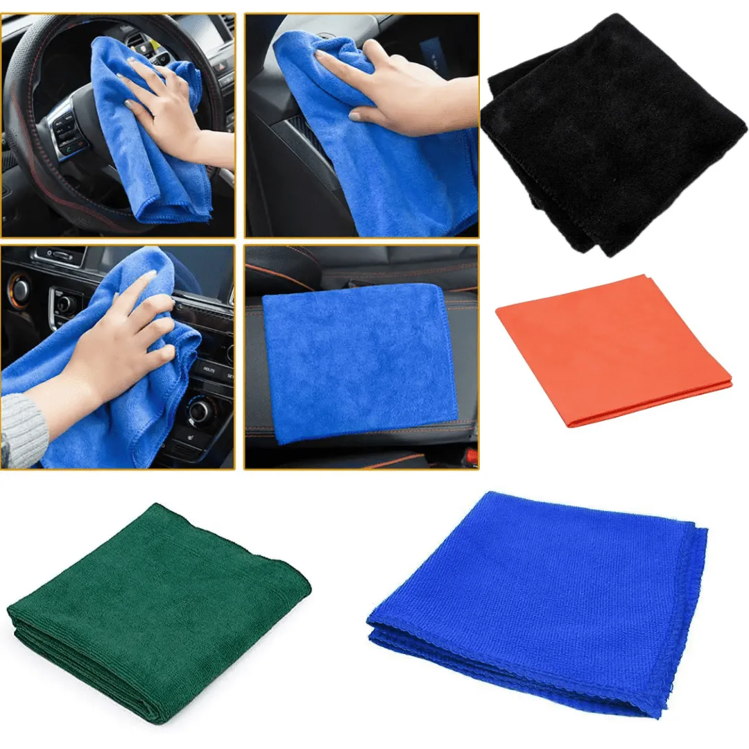 Serviette de Lavage de Voiture en Microfibre ,chiffon anti-poussière, serviette de lavage,41x41cm (colleur aléatoire)