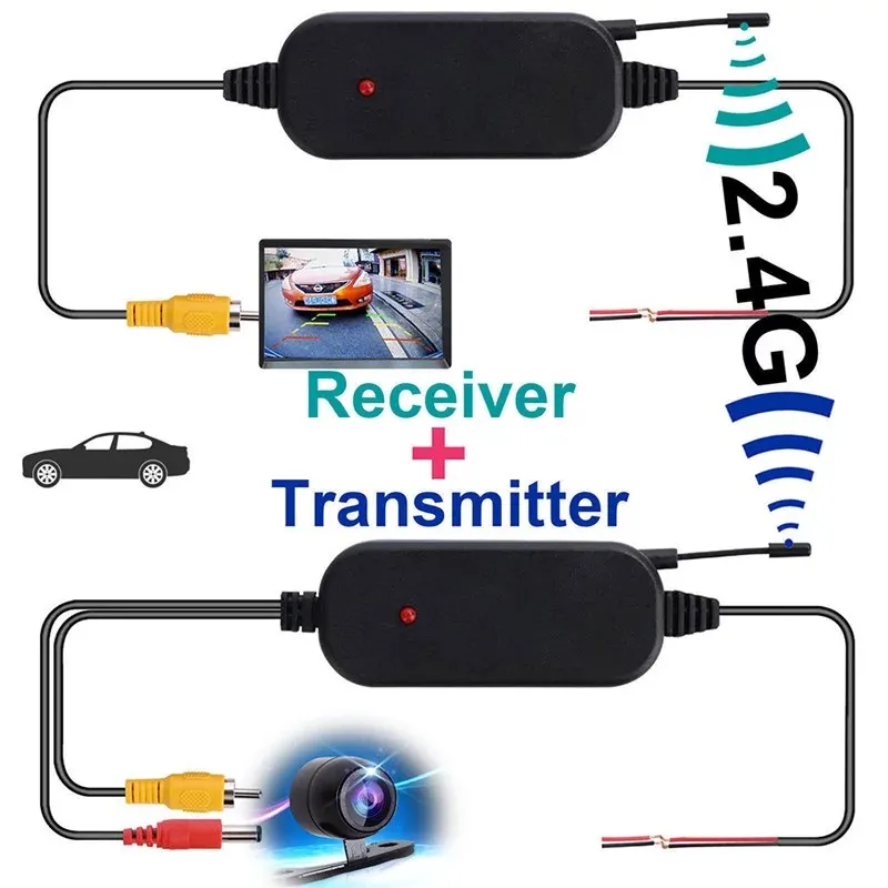 Transmetteur et Récepteur sans Fil 2.4G pour Systèmes de Caméra de Recul Automobile,12v