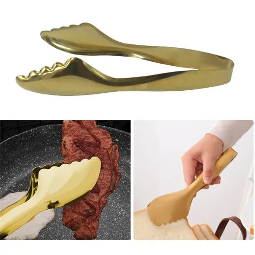 Pince à aliments en acier inoxydable dorée Premium, outils de cuisine