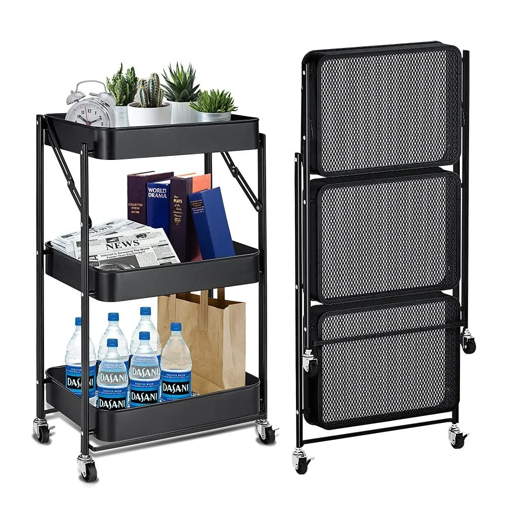 Chariot de Rangement Utilitaire à 3 Niveaux pour Cuisine et Salle de Bain