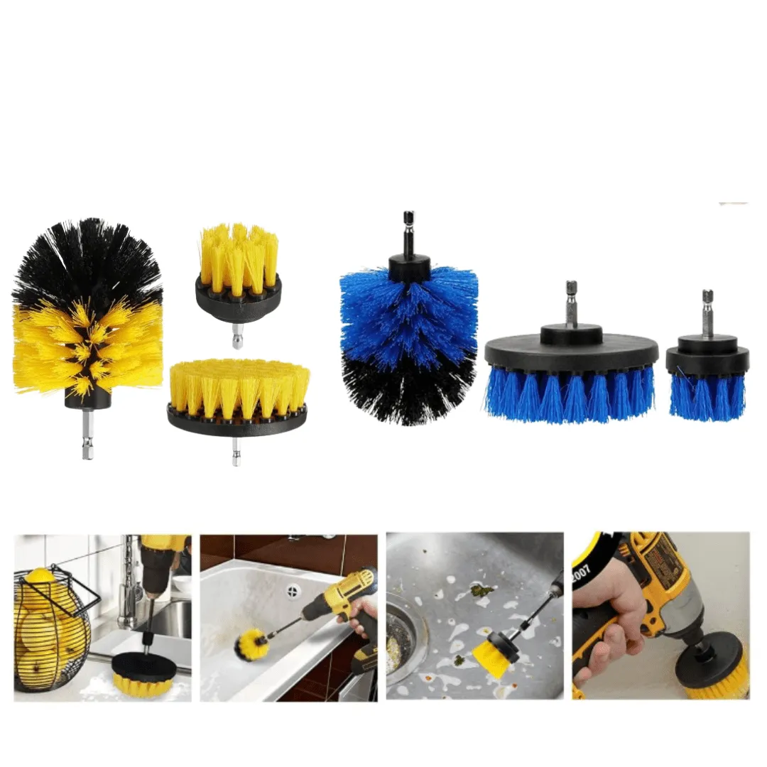Ensemble de 3 Brosses de Perceuse pour Nettoyage de Baignoires et voiture (colleur aléatoire)