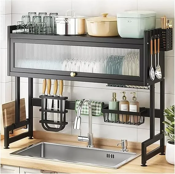 Étagère d'Évier avec Porte Anti-Poussière ,Organisation Parfaite pour Votre Cuisine