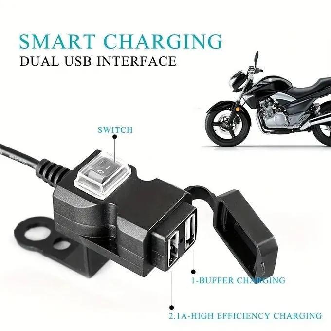 Innovation sur deux roues Chargeur USB Étanche avec Adaptateur Rétroviseur