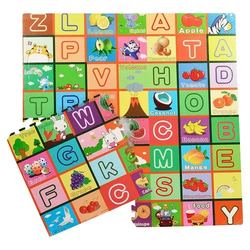 Ensemble de 4 Tapis de Jeu Pliables, Découverte et Apprentissage,61x61cm
